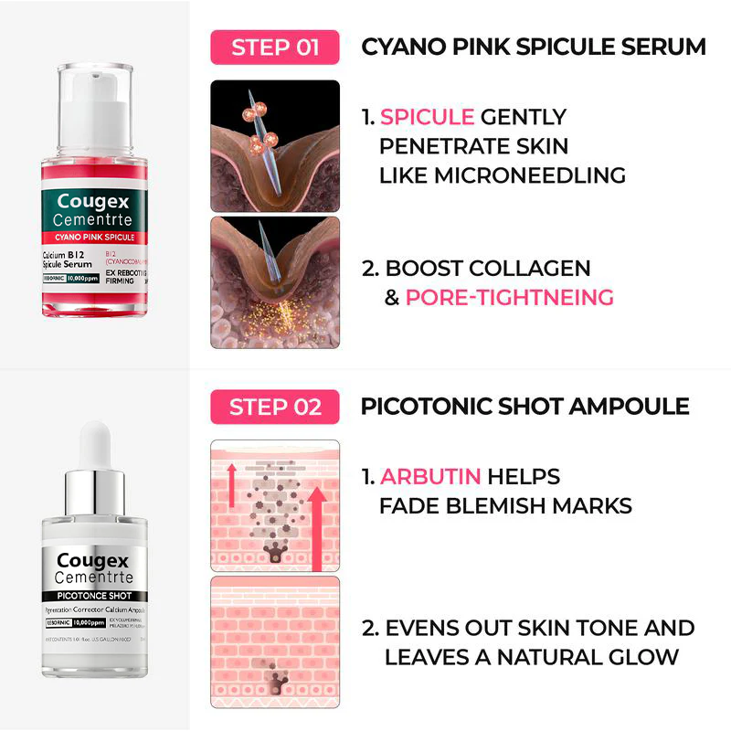 đ„Shrinks Pores & Fades Blemish Marks in 2 Weeks | Cyano Pink Spicule Serum+ Picotonic Shot Ampoule
